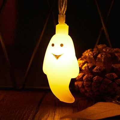 Modern Art Deco Battery USB Copper Wire PC Ghost Shape Halloween Decoration LED String Light For Outdoor