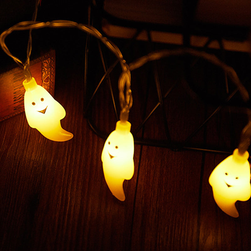 Modern Art Deco Battery USB Copper Wire PC Ghost Shape Halloween Decoration LED String Light For Outdoor