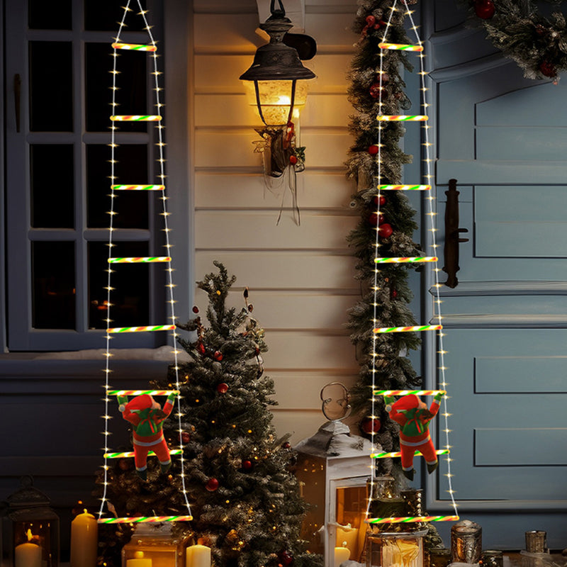 Moderne Art Deco PVC Baumwolle Leiterform Weihnachtsmann Weihnachtsdekoration LED-Lichterkette für den Außenbereich 