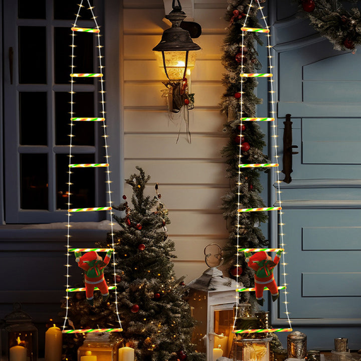 Moderne Art Deco PVC Baumwolle Leiterform Weihnachtsmann Weihnachtsdekoration LED-Lichterkette für den Außenbereich 