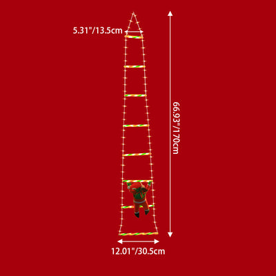 Modern Art Deco PVC Cotton Ladder Shape Santa Claus Christmas Decoration LED String Light For Outdoor