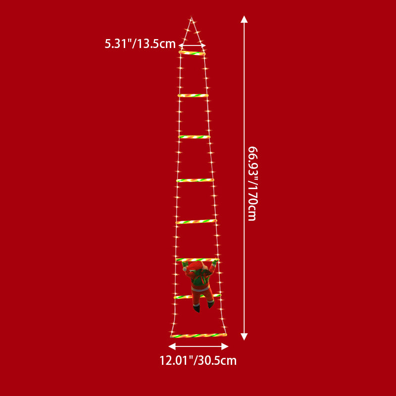 Modern Art Deco PVC Cotton Ladder Shape Santa Claus Christmas Decoration LED String Light For Outdoor