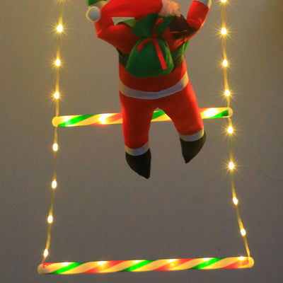 Modern Art Deco PVC Cotton Ladder Shape Santa Claus Christmas Decoration LED String Light For Outdoor