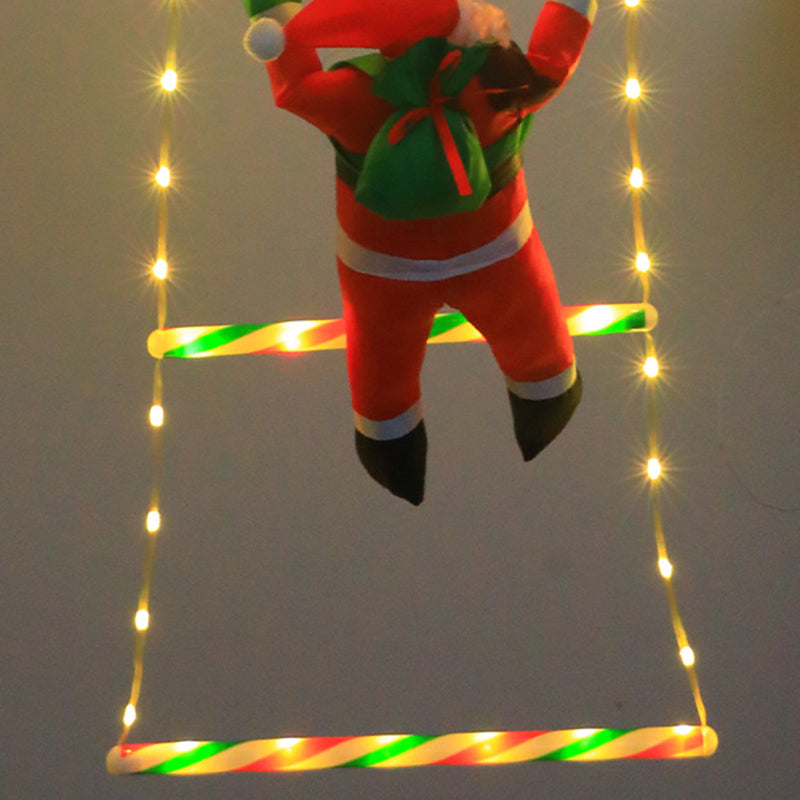 Modern Art Deco PVC Cotton Ladder Shape Santa Claus Christmas Decoration LED String Light For Outdoor