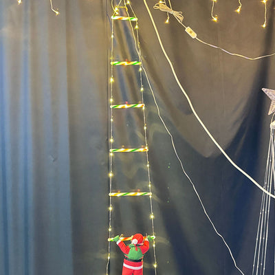 Modern Art Deco PVC Cotton Ladder Shape Santa Claus Christmas Decoration LED String Light For Outdoor