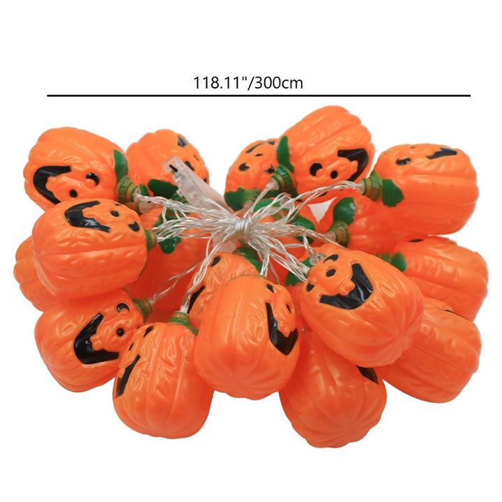 Moderne Art-Deco-Batterie Plastik Kürbisform Halloween Dekoration LED-Lichterkette für den Außenbereich 