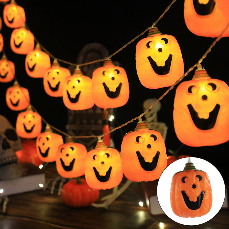 Modern Art Deco Battery Plastic Pumpkin Shape Halloween Decoration LED String Light For Outdoor