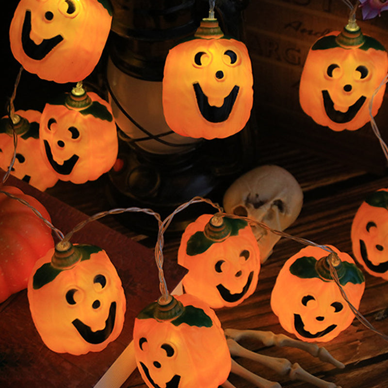 Modern Art Deco Battery Plastic Pumpkin Shape Halloween Decoration LED String Light For Outdoor