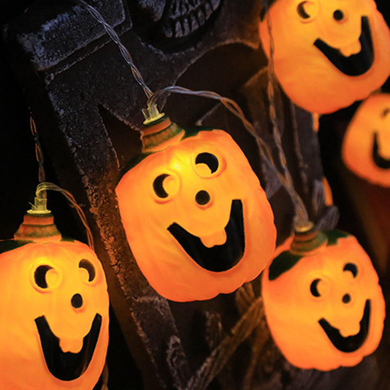 Modern Art Deco Battery Plastic Pumpkin Shape Halloween Decoration LED String Light For Outdoor