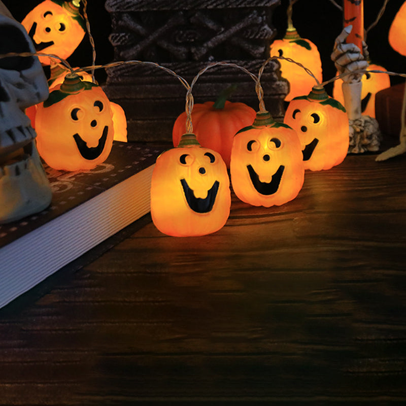 Modern Art Deco Battery Plastic Pumpkin Shape Halloween Decoration LED String Light For Outdoor