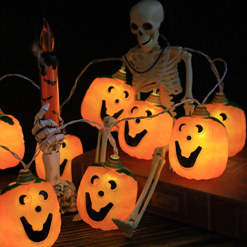 Modern Art Deco Battery Plastic Pumpkin Shape Halloween Decoration LED String Light For Outdoor