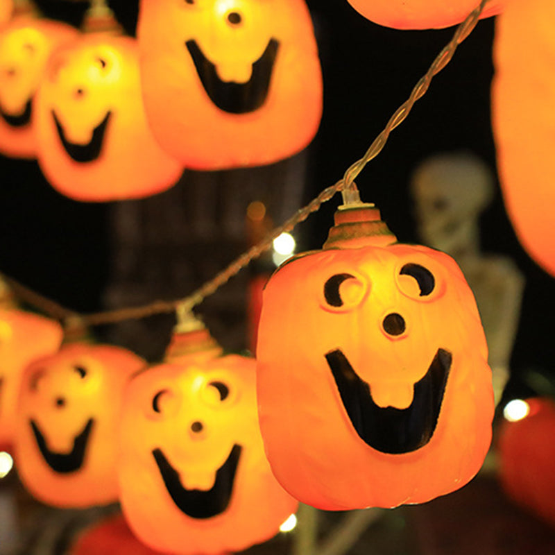 Modern Art Deco Battery Plastic Pumpkin Shape Halloween Decoration LED String Light For Outdoor