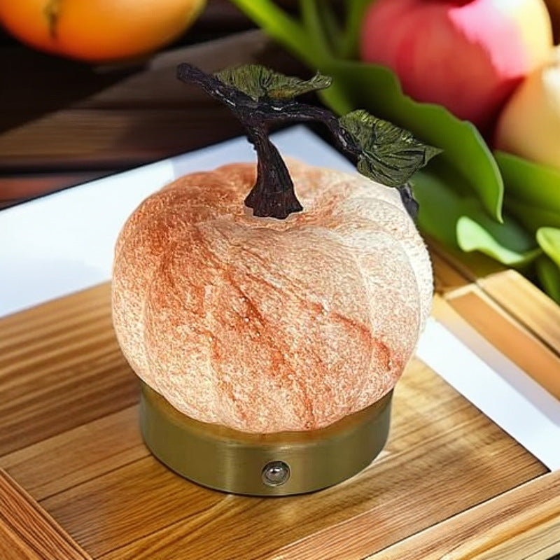 Contemporary Creative USB Glass Metal Pumpkin Shape Round LED Table Lamp For Bedroom