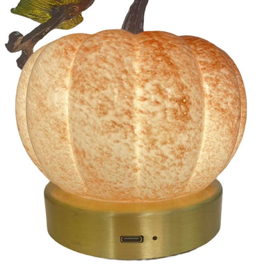 Contemporary Creative USB Glass Metal Pumpkin Shape Round LED Table Lamp For Bedroom