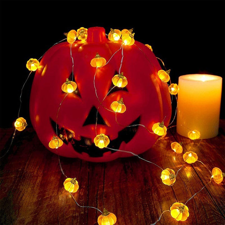 Guirlande lumineuse LED décorative d’Halloween en forme de citrouille en PVC USB créative contemporaine pour l’extérieur 