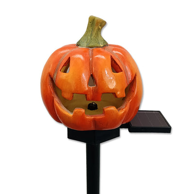 Modern Art Deco Solar Resin ABS Pumpkin Shape Halloween LED Outdoor Ground Plug Light For Garden