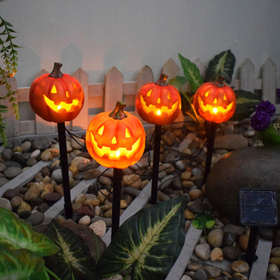 Modern Art Deco Solar Resin ABS Pumpkin Shape Halloween LED Outdoor Ground Plug Light For Garden