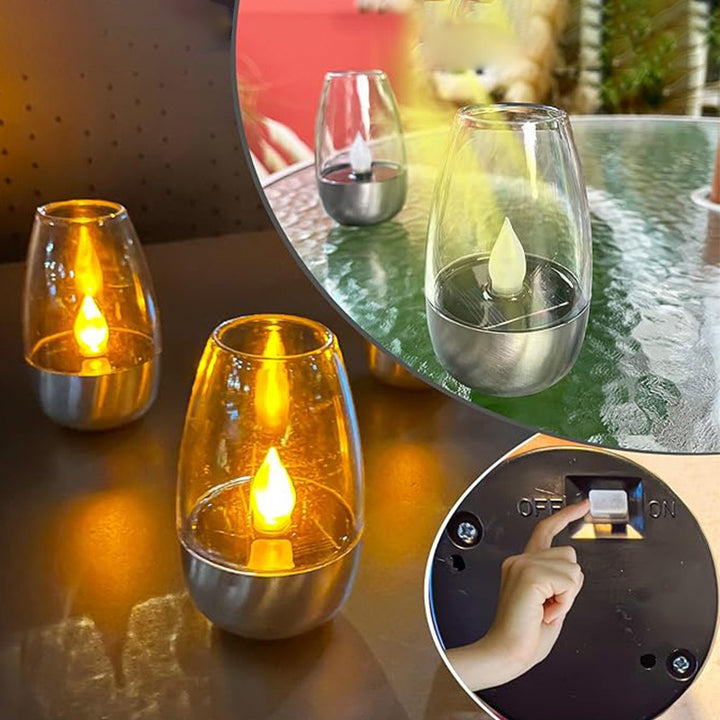 Contemporary Creative Stainless Steel Plastic Candle-Shaped LED Outdoor Light For Patio &amp; Garden