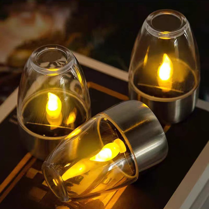 Contemporary Creative Stainless Steel Plastic Candle-Shaped LED Outdoor Light For Patio &amp; Garden