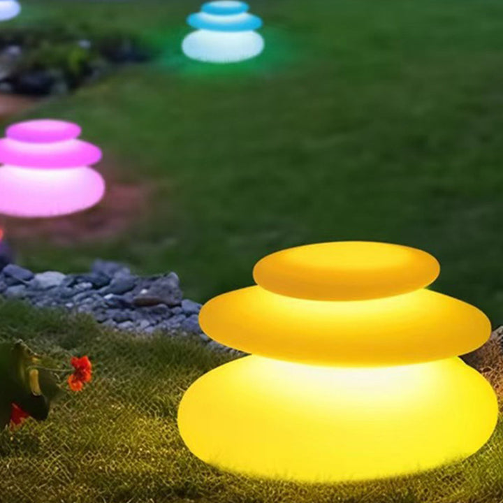 Lampe sur pied LED moderne minimaliste en PE, en forme de galet, pour jardin extérieur 