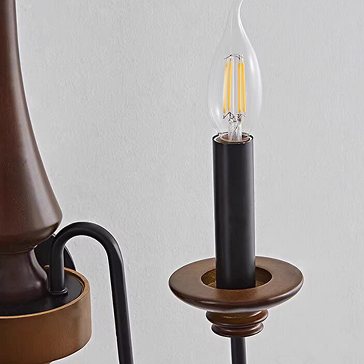 Traditional French Iron Solid Wood Curved Round Candle 1/2 Light Wall Sconce Lamp For Living Room