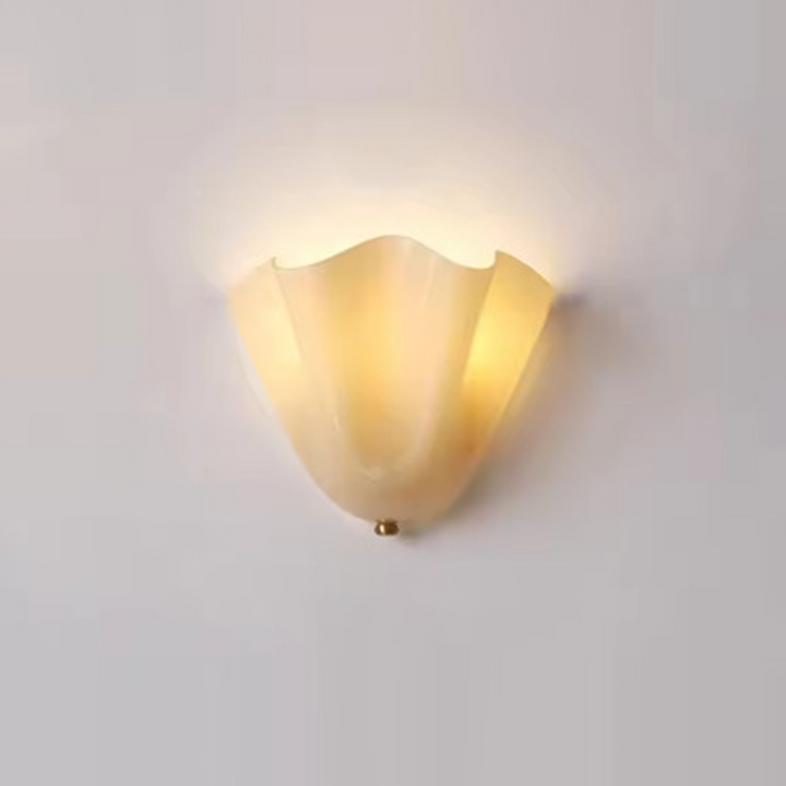 Traditional French Iron Glass Petal 2-Light Wall Sconce Lamp For Living Room