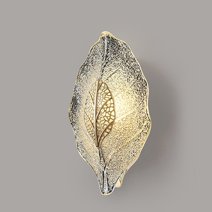 Moderne kreative 1-flammige Wandleuchte in Blattform aus Aluminium, Glas und Karbonstahl für das Wohnzimmer 