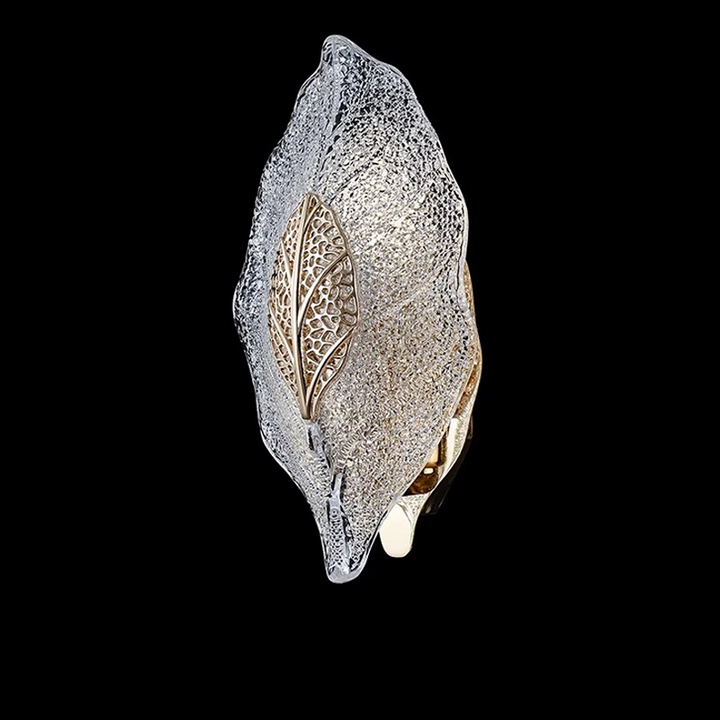 Moderne kreative 1-flammige Wandleuchte in Blattform aus Aluminium, Glas und Karbonstahl für das Wohnzimmer 