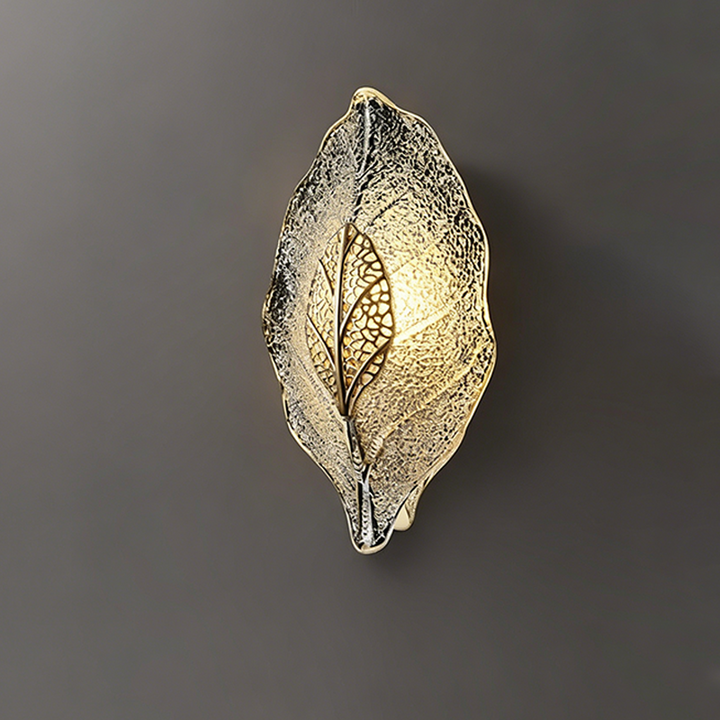 Moderne kreative 1-flammige Wandleuchte in Blattform aus Aluminium, Glas und Karbonstahl für das Wohnzimmer 