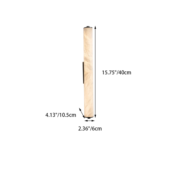 Traditional Chinese Copper Marble Cylinder Square LED Wall Sconce Lamp For Living Room
