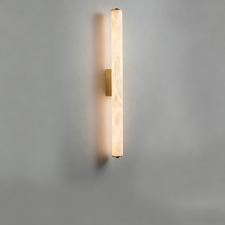 Traditional Chinese Copper Marble Cylinder Square LED Wall Sconce Lamp For Living Room