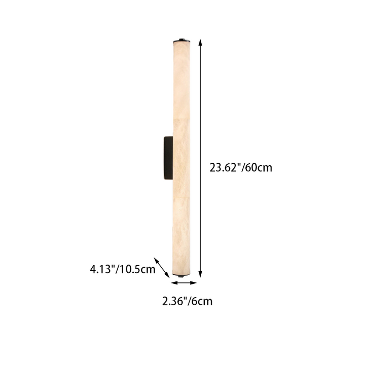 Traditional Chinese Copper Marble Cylinder Square LED Wall Sconce Lamp For Living Room