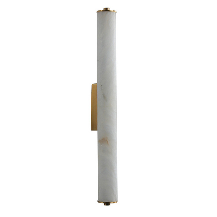 Traditional Chinese Copper Marble Cylinder Square LED Wall Sconce Lamp For Living Room