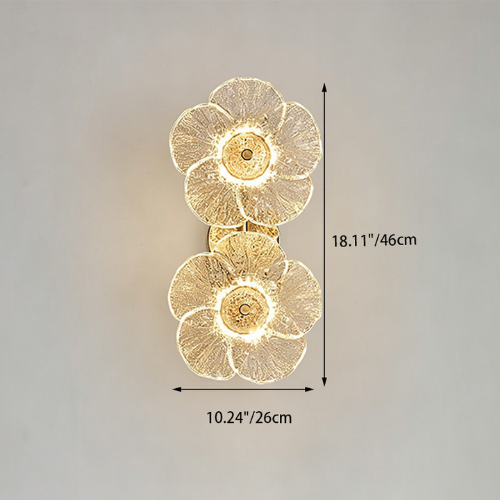 Traditionelle runde LED-Wandleuchte aus Metall und Glas im französischen Stil mit Blumenmotiv fürs Wohnzimmer 