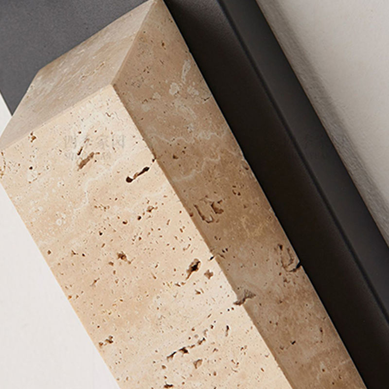 Traditional Chinese Carbon Steel Travertine Waterproof Rectangular LED Wall Sconce Lamp For Outdoor Patio
