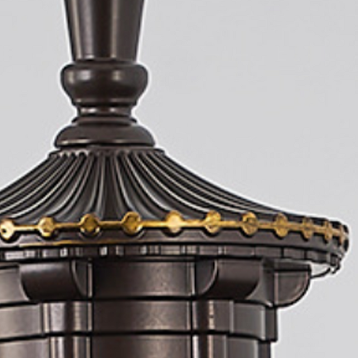 Traditionelle chinesische Wandleuchte für den Außenbereich aus verzinktem Stahl und Glas in sechseckiger/rechteckiger Form, 1/2-flammig, für Terrasse 