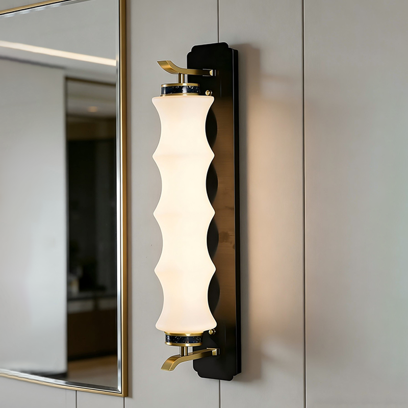 Traditional French Stainless Steel Glass Round Ripple LED Wall Sconce Lamp For Living Room