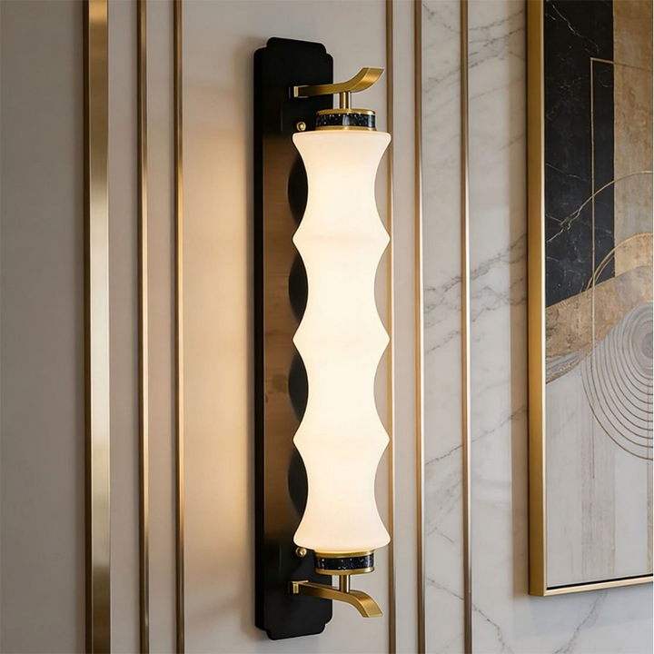 Traditional French Stainless Steel Glass Round Ripple LED Wall Sconce Lamp For Living Room