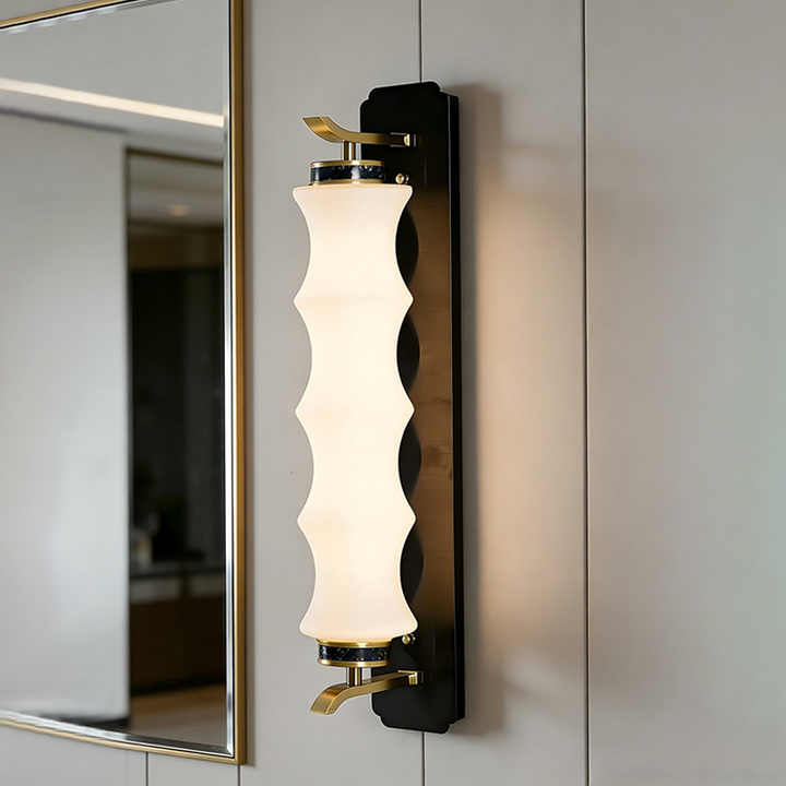 Traditional French Stainless Steel Glass Round Ripple LED Wall Sconce Lamp For Living Room