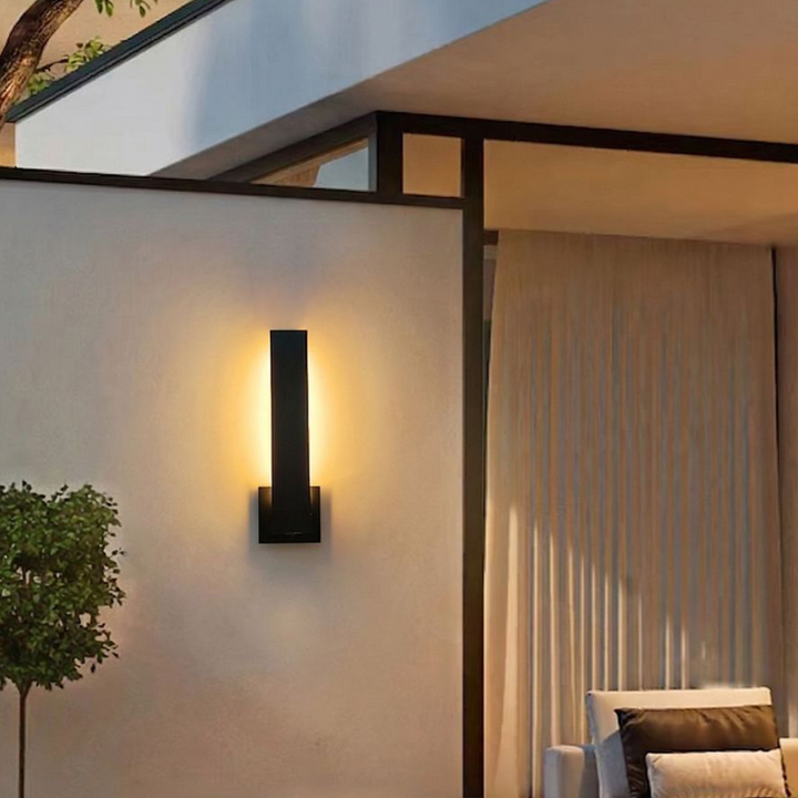 Moderne minimalistische rechteckige wasserdichte LED-Wandleuchte aus Aluminium, Eisen und PVC für den Außenbereich 