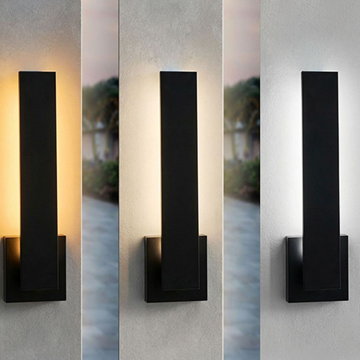 Moderne minimalistische rechteckige wasserdichte LED-Wandleuchte aus Aluminium, Eisen und PVC für den Außenbereich 
