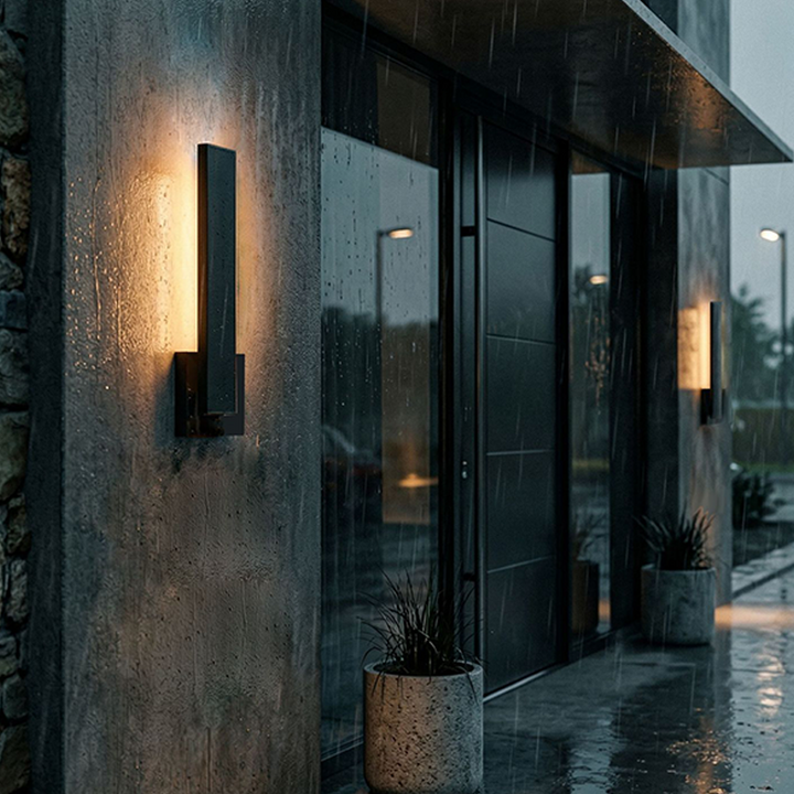 Moderne minimalistische rechteckige wasserdichte LED-Wandleuchte aus Aluminium, Eisen und PVC für den Außenbereich 