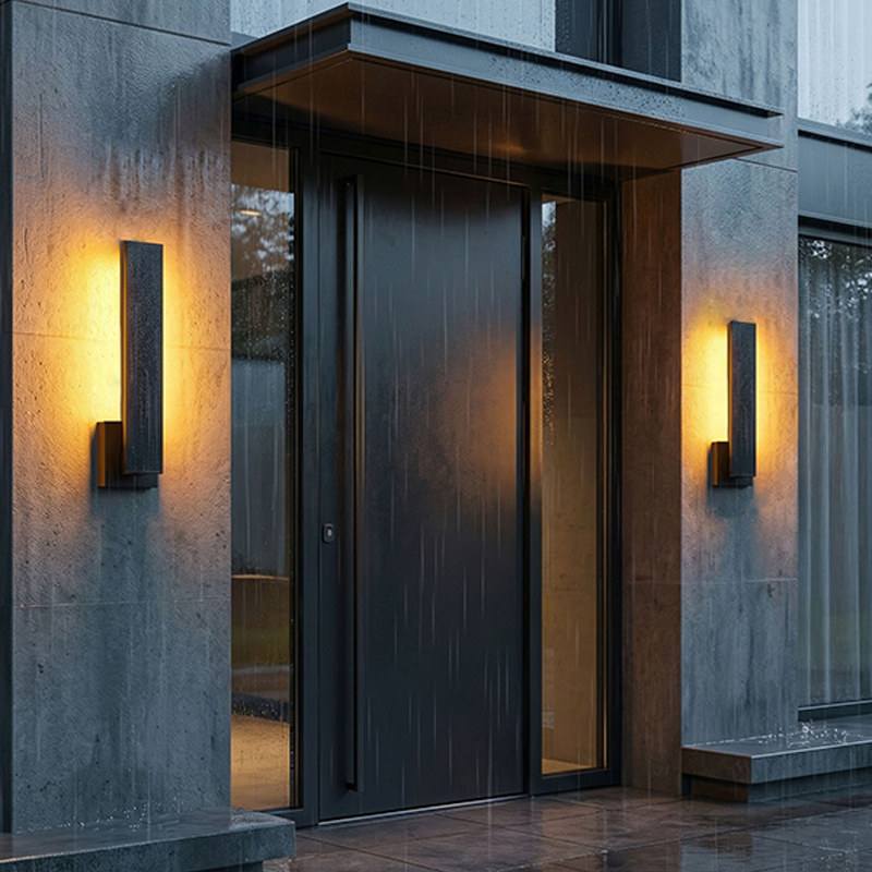 Moderne minimalistische rechteckige wasserdichte LED-Wandleuchte aus Aluminium, Eisen und PVC für den Außenbereich 