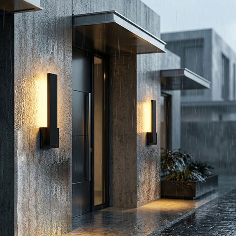 Moderne minimalistische rechteckige wasserdichte LED-Wandleuchte aus Aluminium, Eisen und PVC für den Außenbereich 