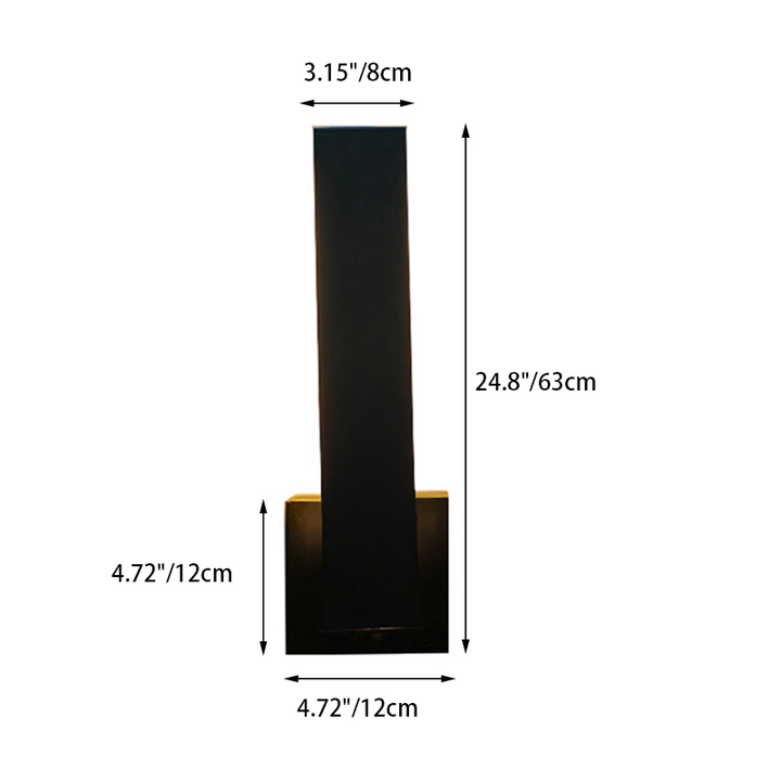 Moderne minimalistische rechteckige wasserdichte LED-Wandleuchte aus Aluminium, Eisen und PVC für den Außenbereich 
