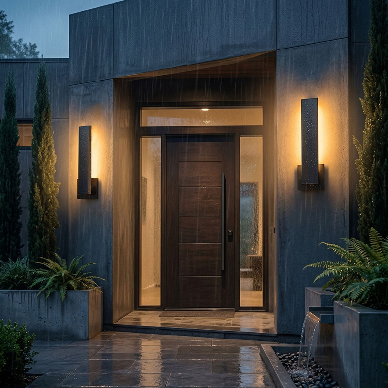 Moderne minimalistische rechteckige wasserdichte LED-Wandleuchte aus Aluminium, Eisen und PVC für den Außenbereich 
