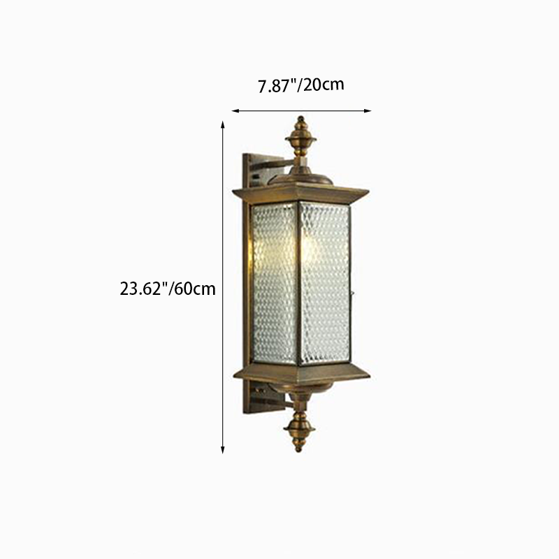 Contemporary Scandinavian Copper Glass Diamond Square 1/2 Light Wall Sconce Lamp For Outdoor Patio