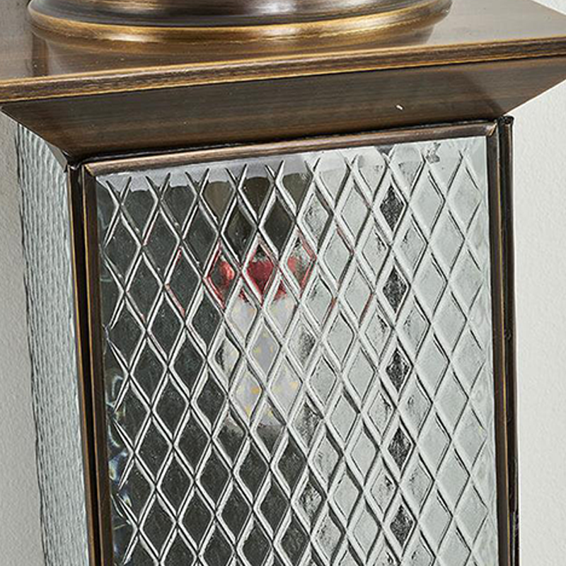 Contemporary Scandinavian Copper Glass Diamond Square 1/2 Light Wall Sconce Lamp For Outdoor Patio
