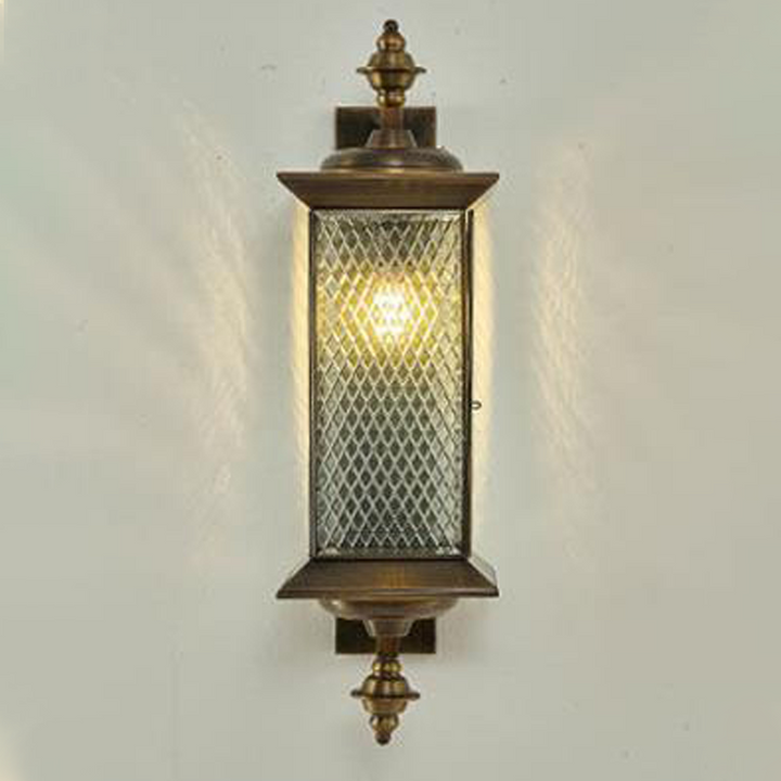Contemporary Scandinavian Copper Glass Diamond Square 1/2 Light Wall Sconce Lamp For Outdoor Patio