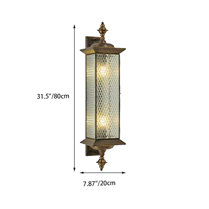 Contemporary Scandinavian Copper Glass Diamond Square 1/2 Light Wall Sconce Lamp For Outdoor Patio